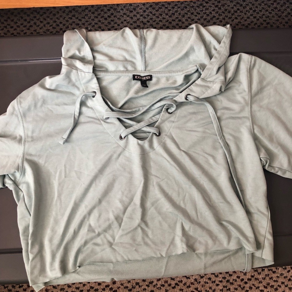 Mint Green hooded crop top from Express